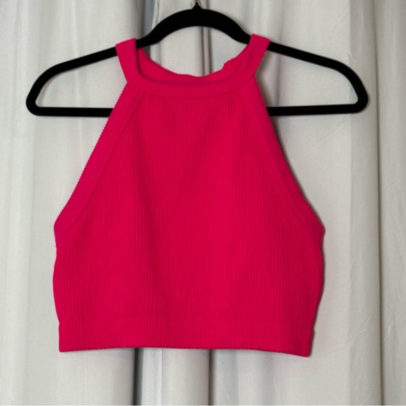 aerie Tops - Aerie Superchill Seamless High Neck Bra Top XL Longline Hot Pink